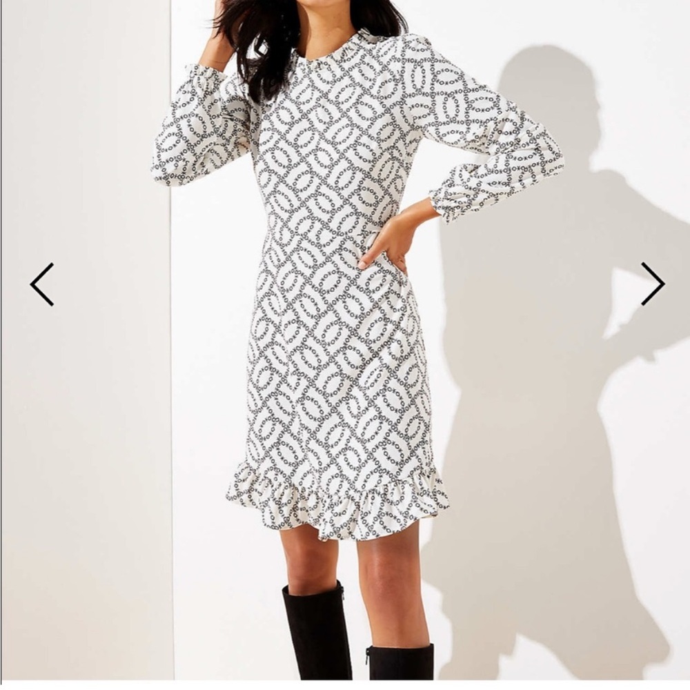 LOFT flower chain flare dress, size 2